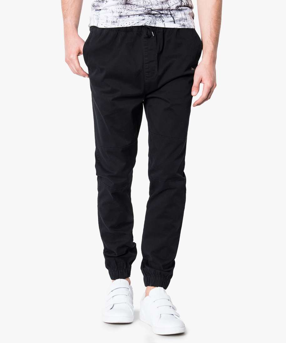 Pantalon en toile noir homme new arrivals