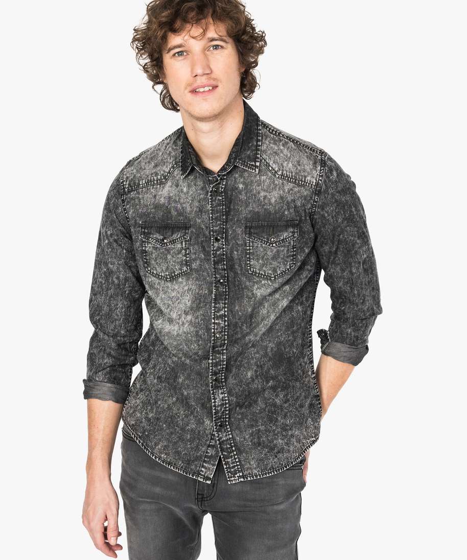 Chemise en jean delavé homme hotsell
