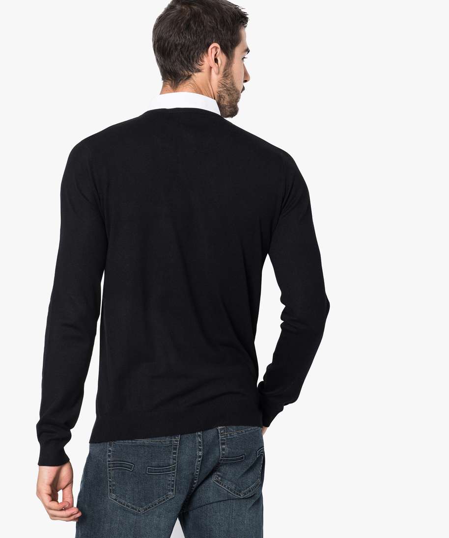 pull chemise 2 en 1 noir pulls homme GEMO