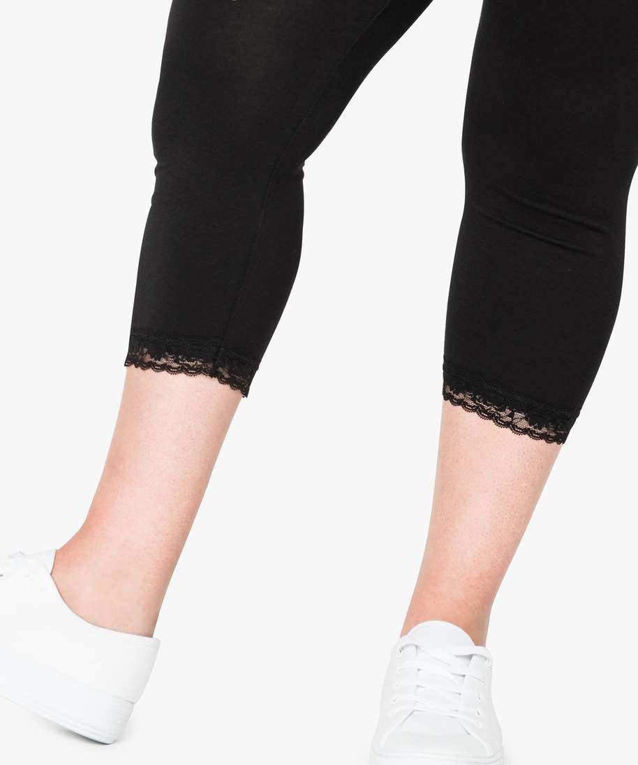 legging femme court finition dentelle noir leggings et jeggings femme GEMO