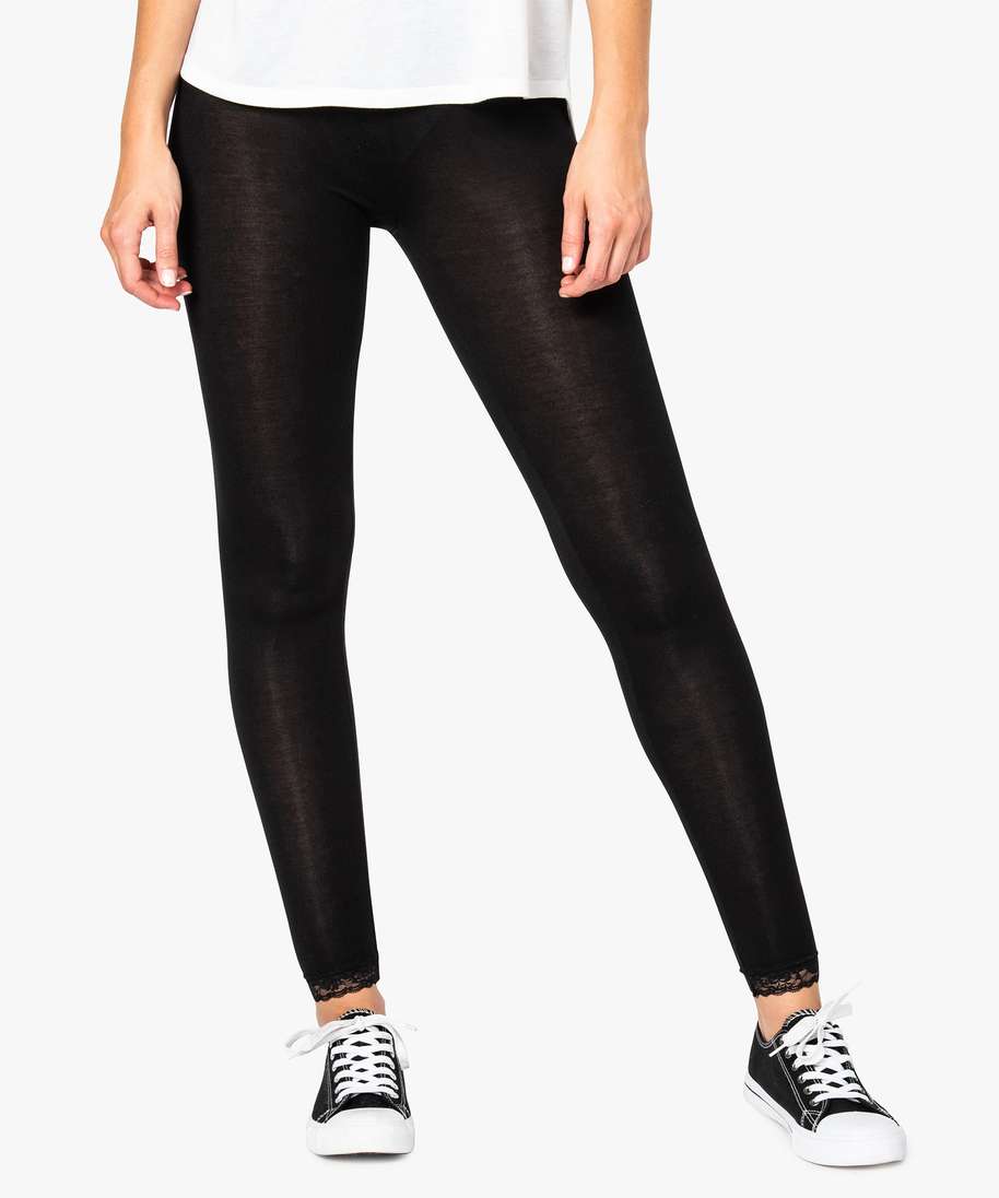 Leggings femme avec des bandes effet cuir