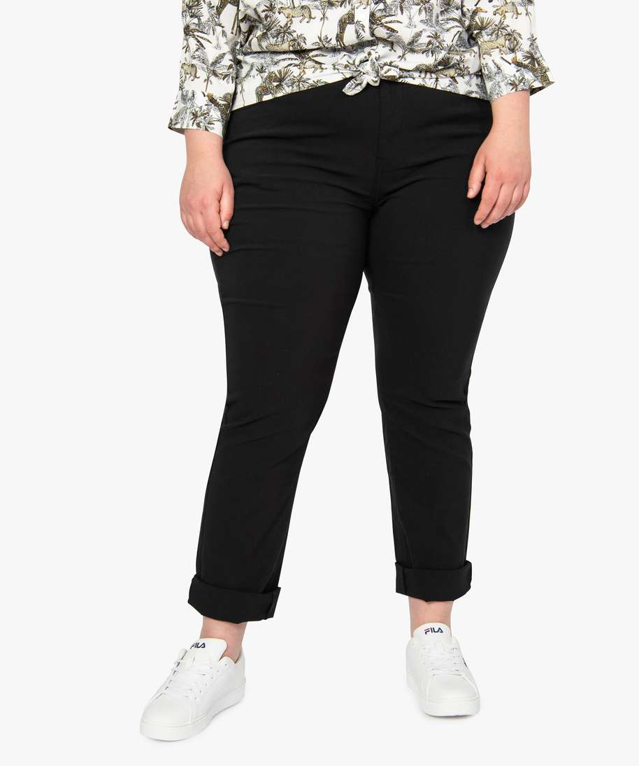 pantalon femme droit en toile fine stretch noir pantalons et jeans