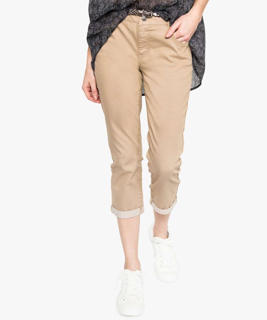 Pantacourt beige femme online