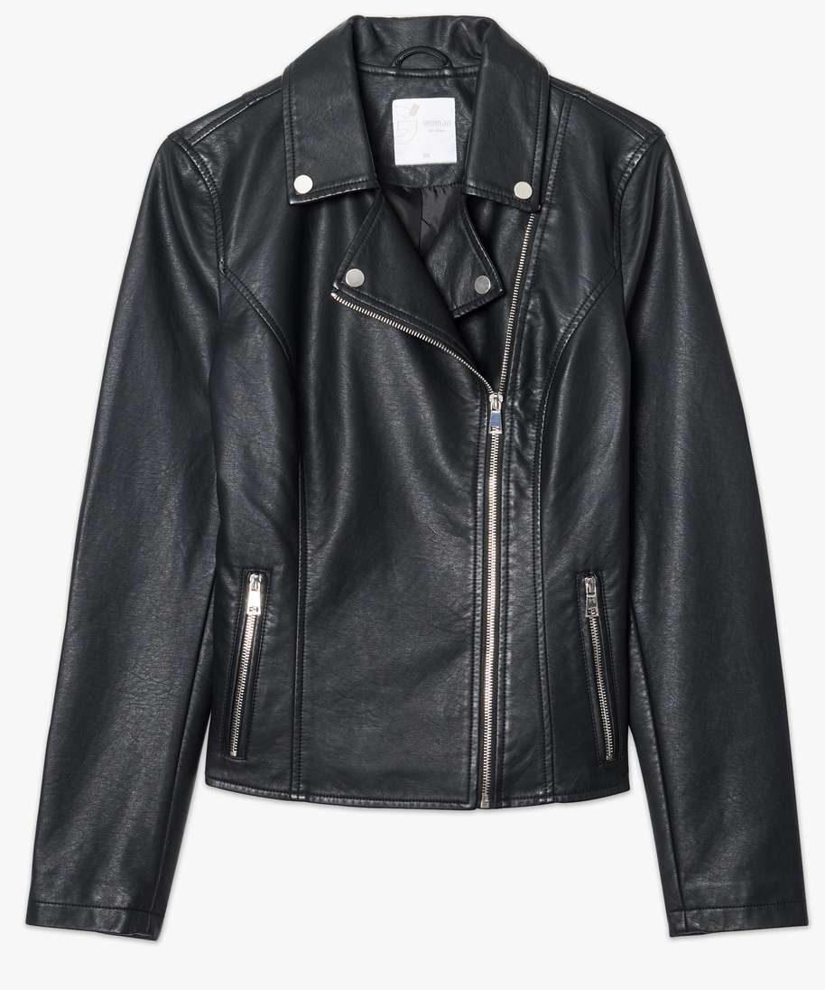 Veste Blouson Perfecto Simili Cuir Souple Noir SHEN XUAN – Tailles XS Ou S, Neuve Sans étiquettes