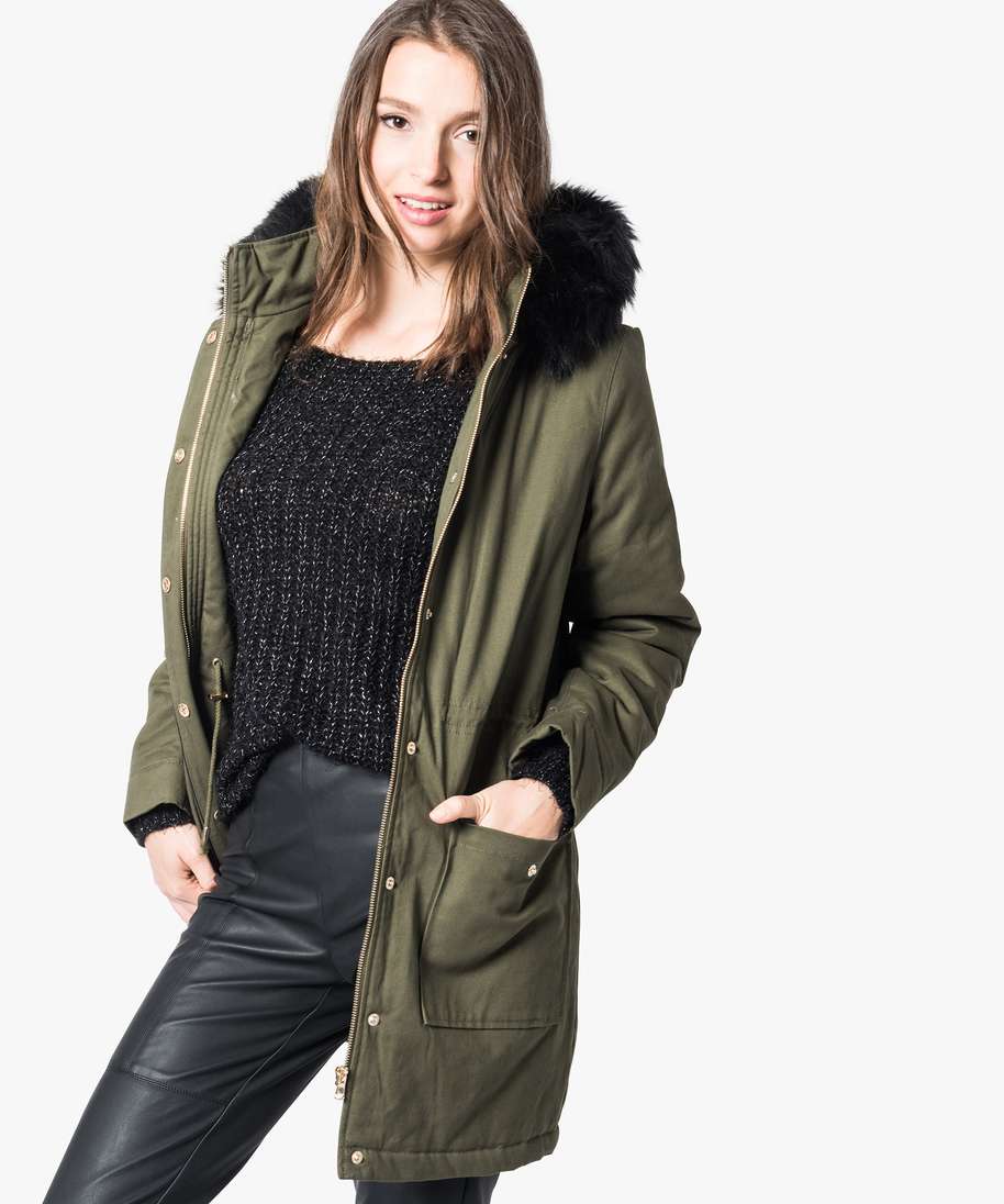 manteau interieur fausse fourrure femme