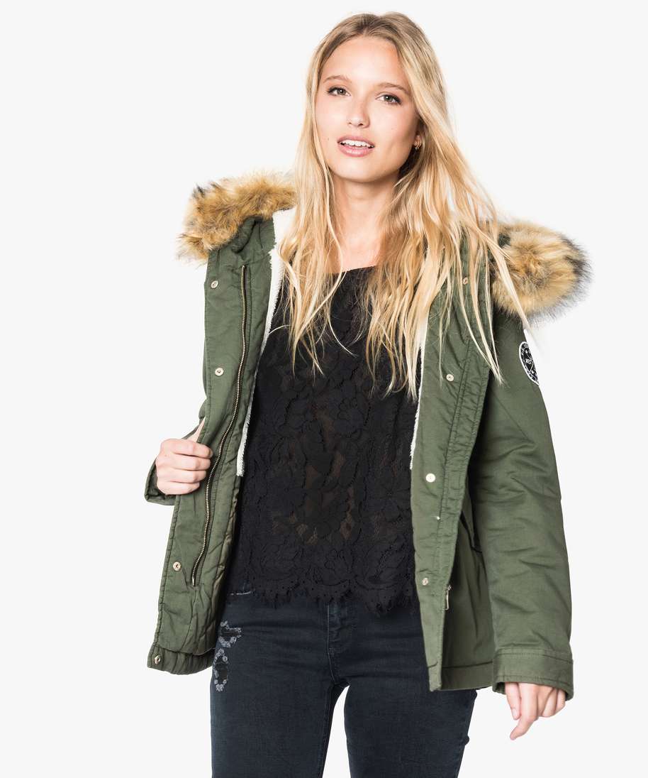 parka femme avec capuche fausse fourrure