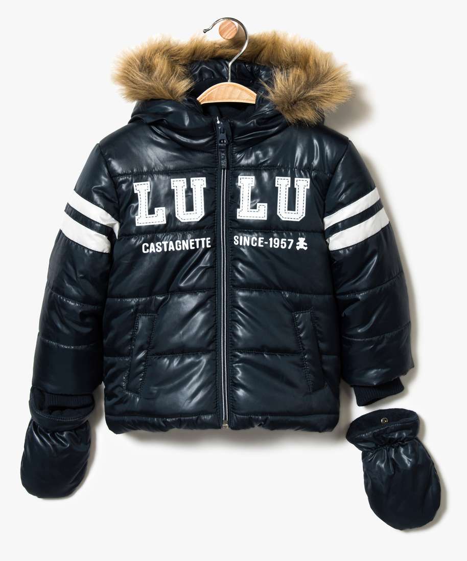 doudoune doublee avec moufles amovibles lulu castagnette bleu bebe GEMO