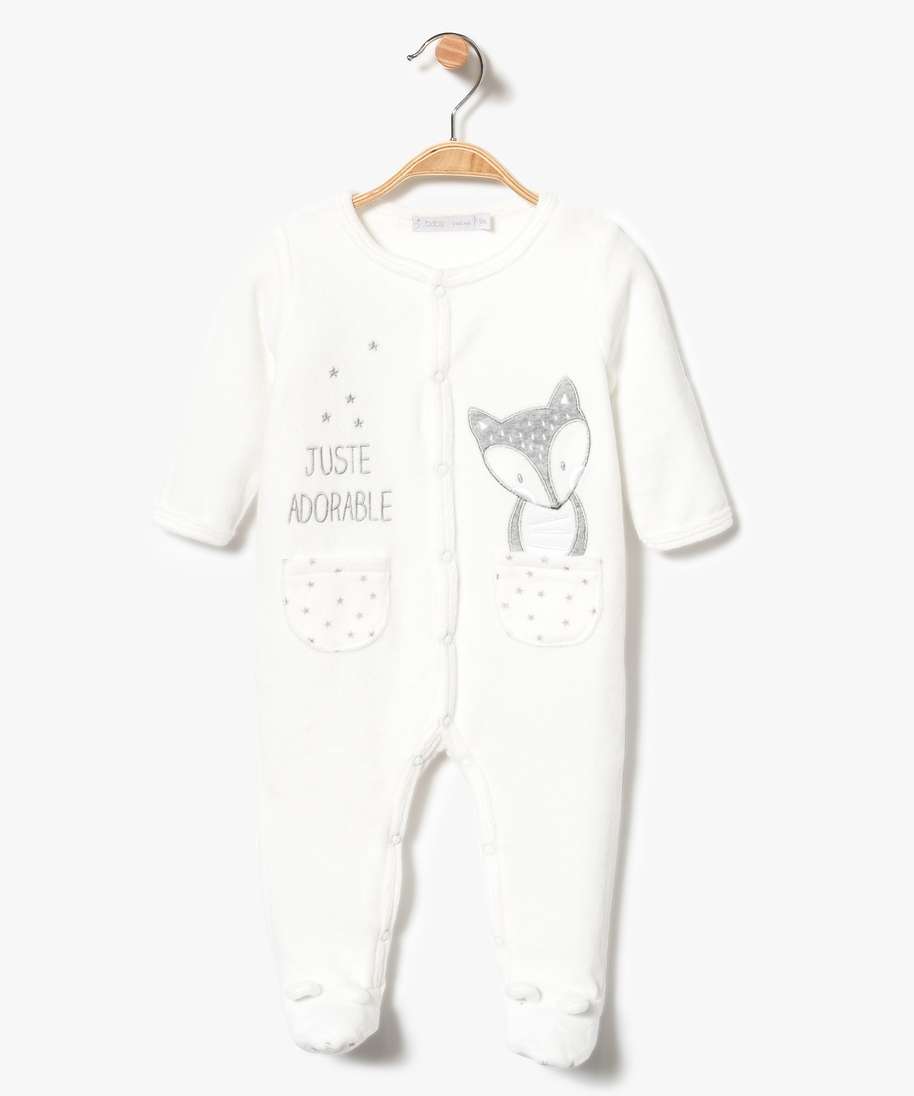 Gemo Vetements Garcon Dors Bien Motif Petit Loup Avec Fermeture Devant Blanc Bebe Gemo