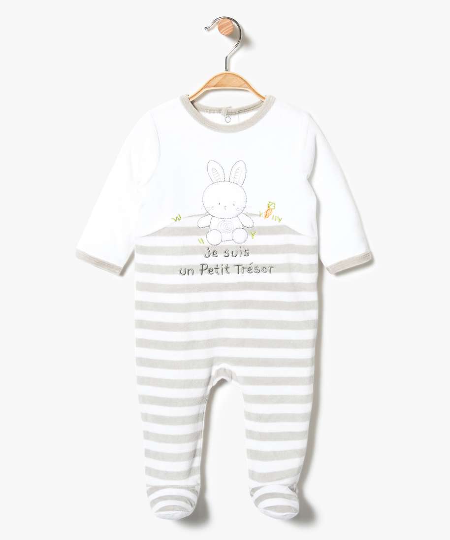 Gemo Vetements Garcon Pyjama En Velours Raye Et Motif Lapin Blanc Bebe Gemo Gemo Vetements Garcon Pyjama En Velours Raye Et Motif Lapin Blanc Bebe Gemo
