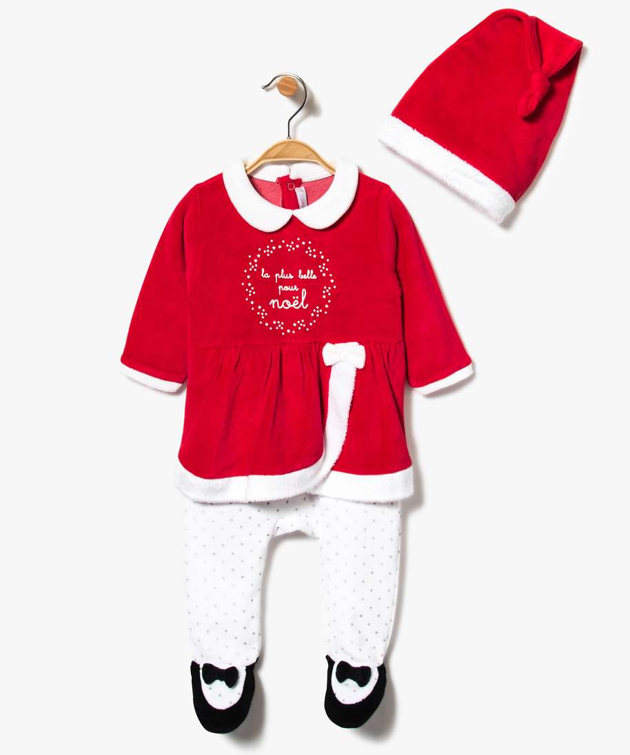 pyjama bebe fille special noel avec bonnet rouge bebe