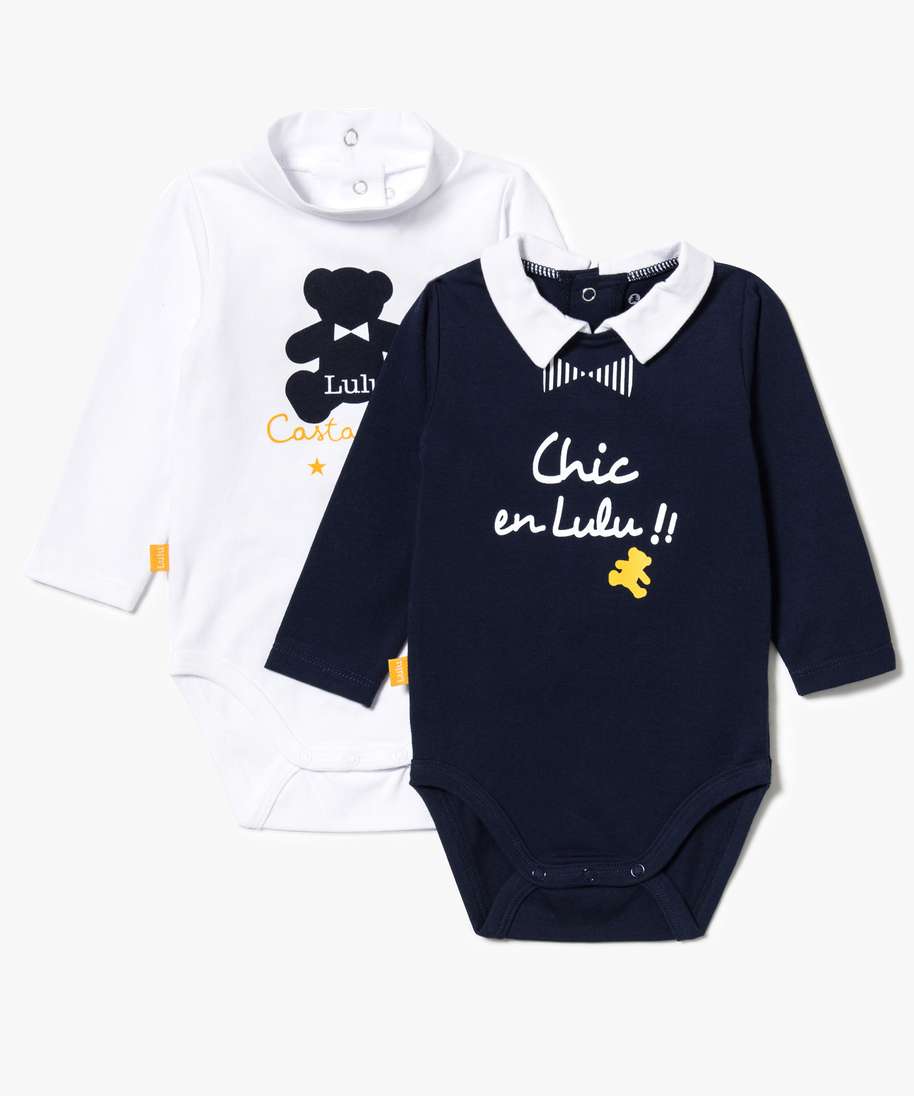 Gemo Vetements Garcon Lot De 2 Bodies Lulu Castagnette Multicolore Bebe Gemo Gemo Vetements Garcon Lot De 2 Bodies Lulu Castagnette Multicolore Bebe Gemo