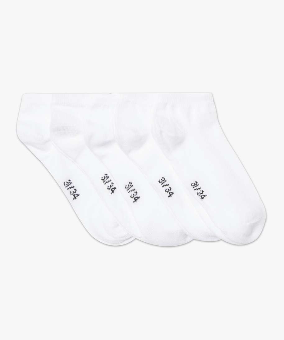 chaussettes garcon ultra-courtes unies (lot de 5 paires) blanc