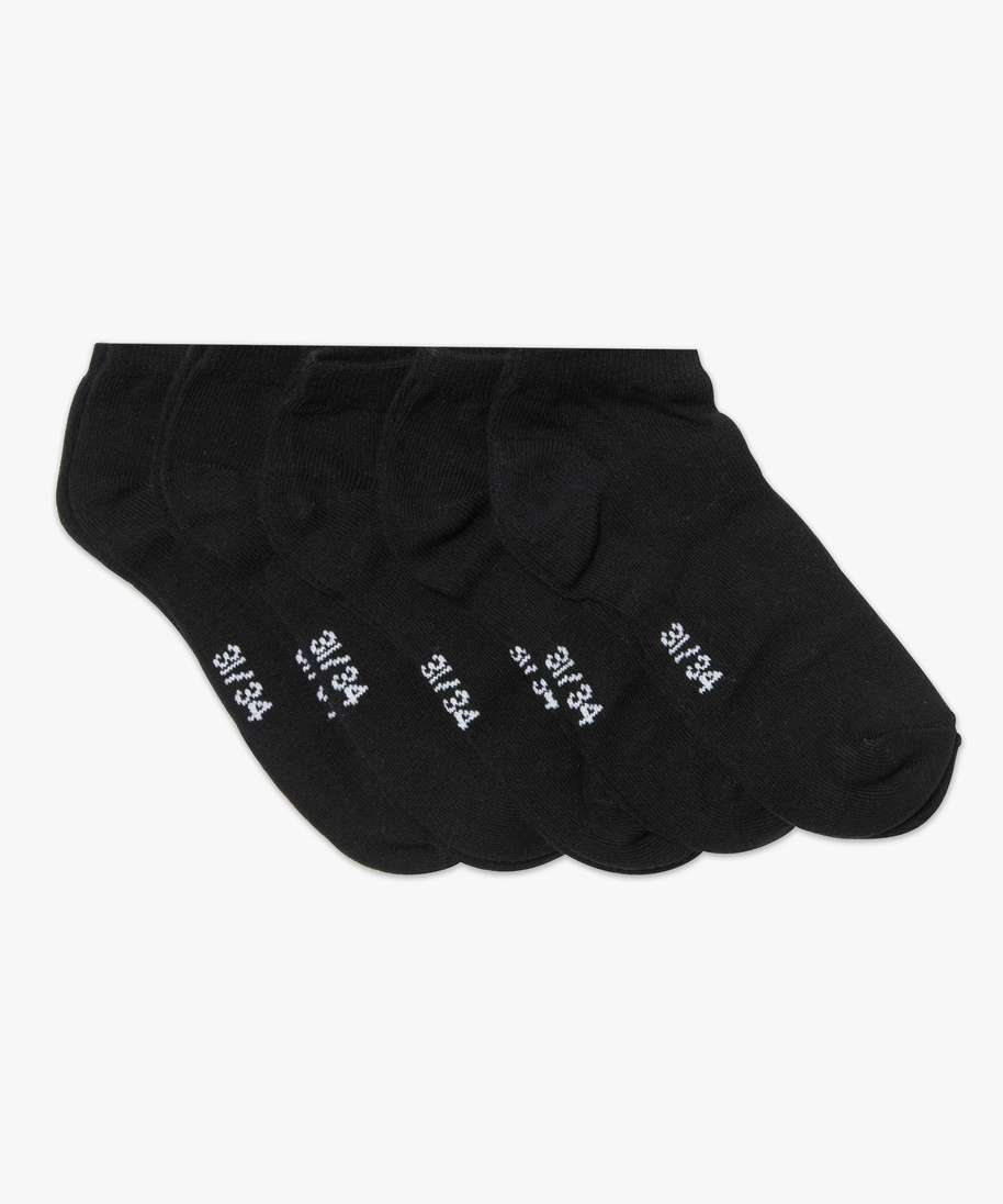 chaussettes garcon ultra-courtes unies (lot de 5 paires) noir