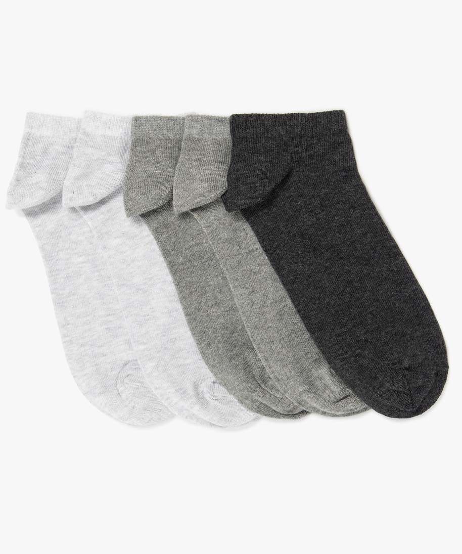 chaussettes garcon ultra-courtes unies (lot de 5 paires) gris