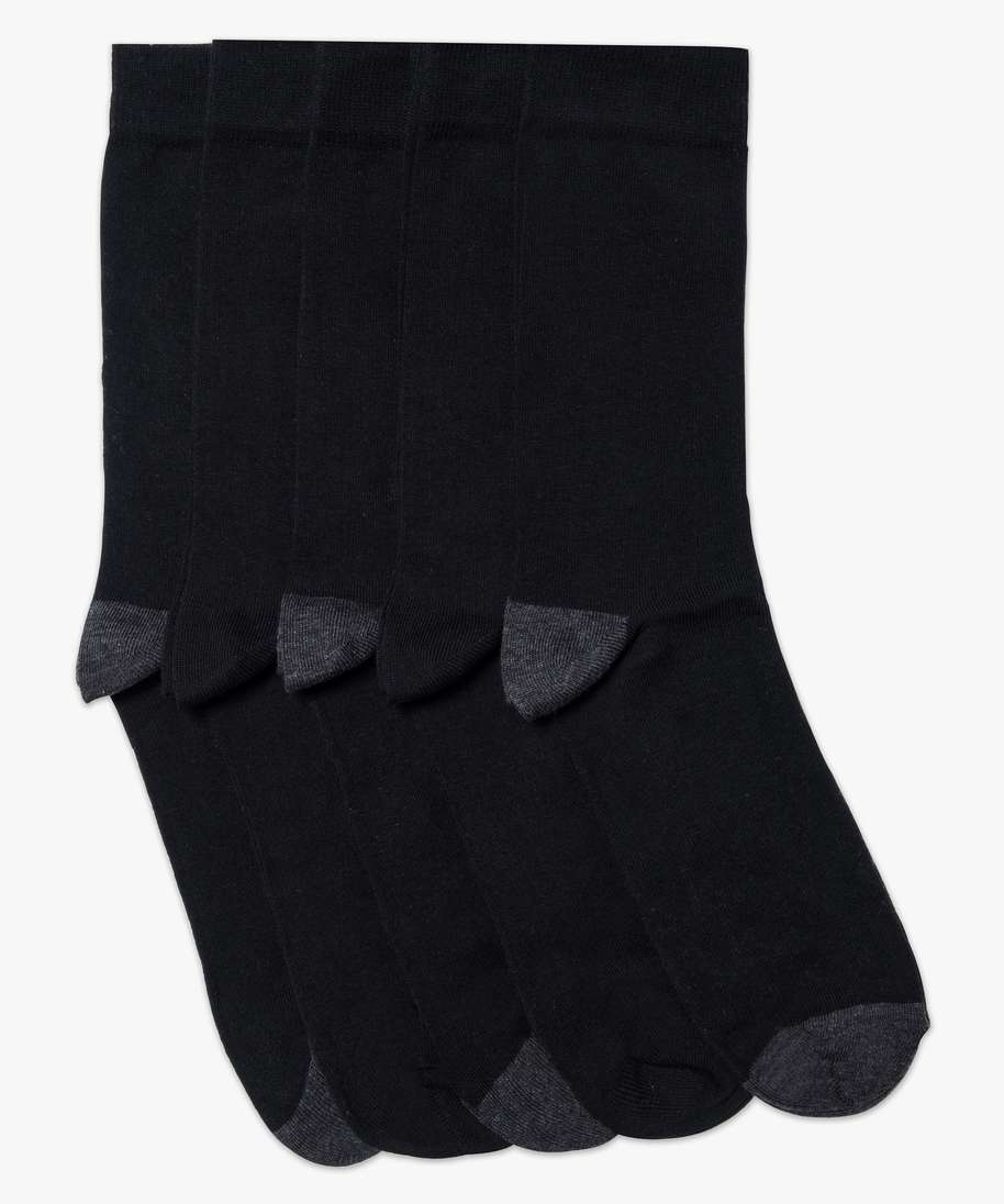 lot de 5 paires de chaussettes hautes bicolores noir