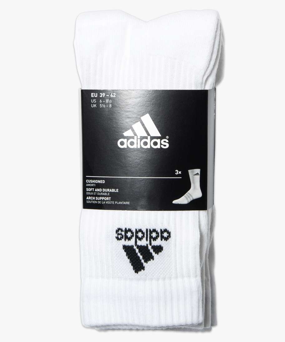 chaussettes homme pour le sport tige haute - adidas (lot de 3) blanc  chaussettes promos