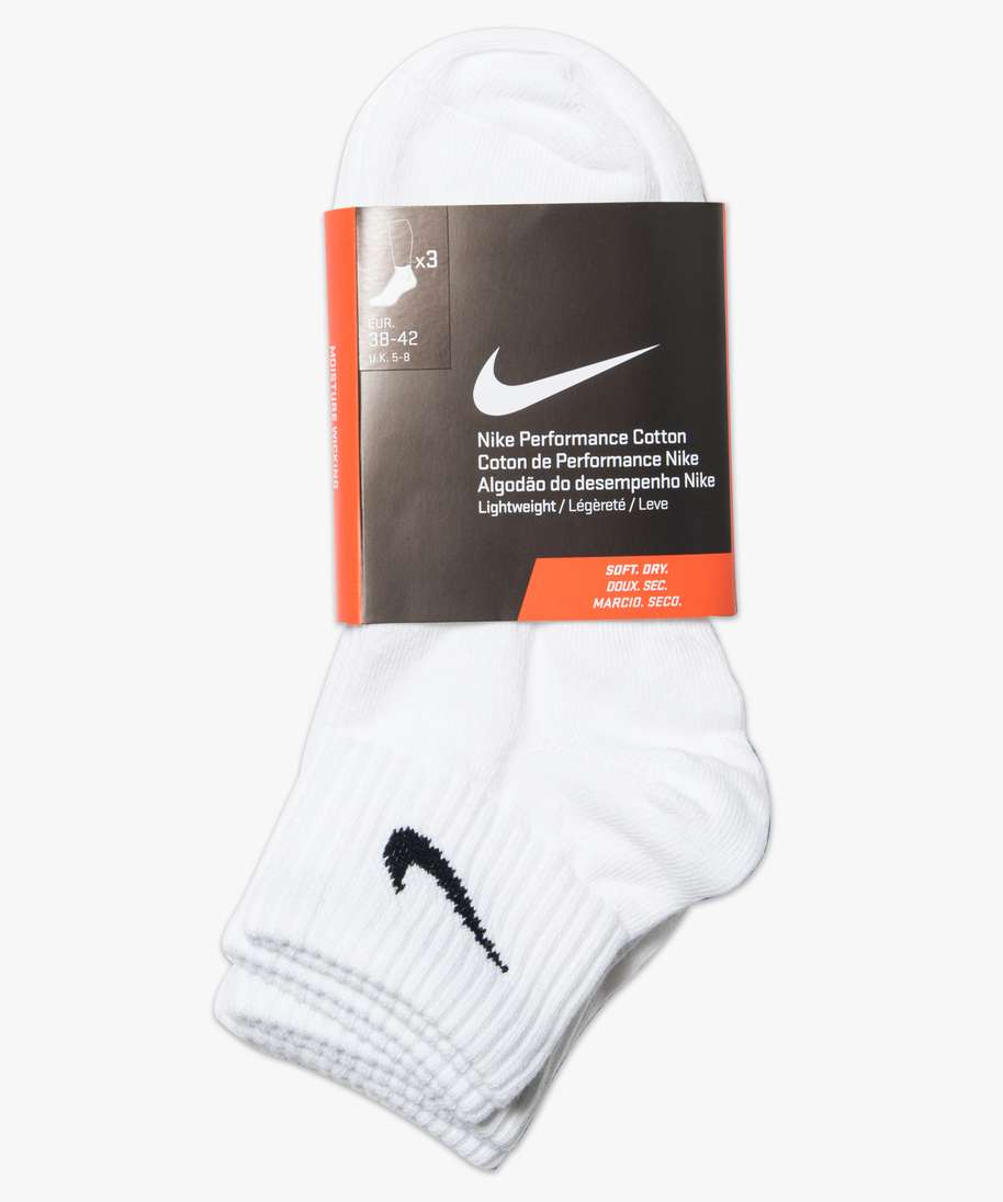 lot de 3 paires de chaussettes courtes unies - nike blanc chaussettes homme