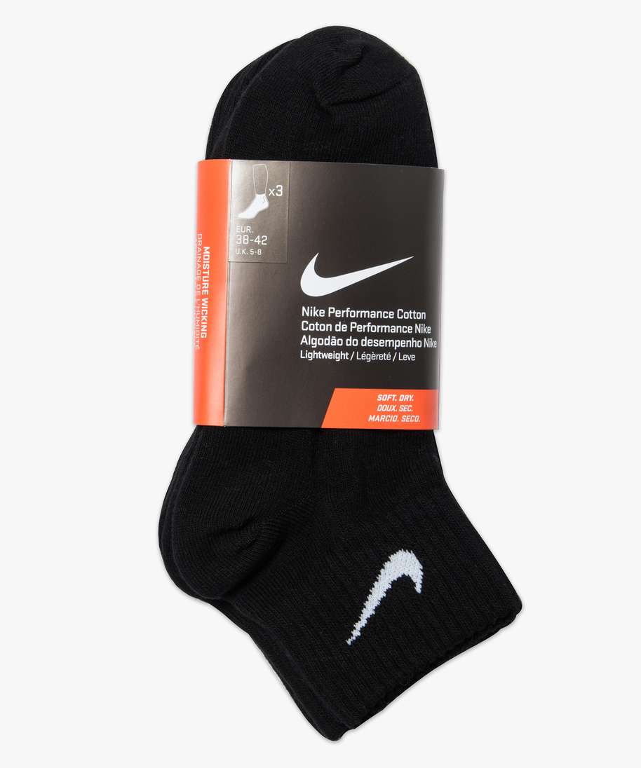 lot de 3 paires de chaussettes courtes unies - nike noir chaussettes homme