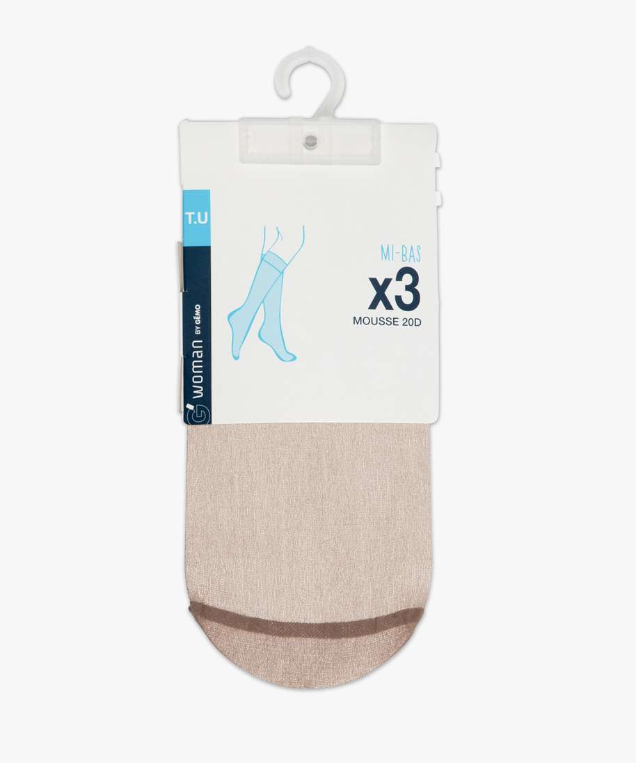 mi-bas femme en mousse 20 deniers (lot de 3) beige chaussettes