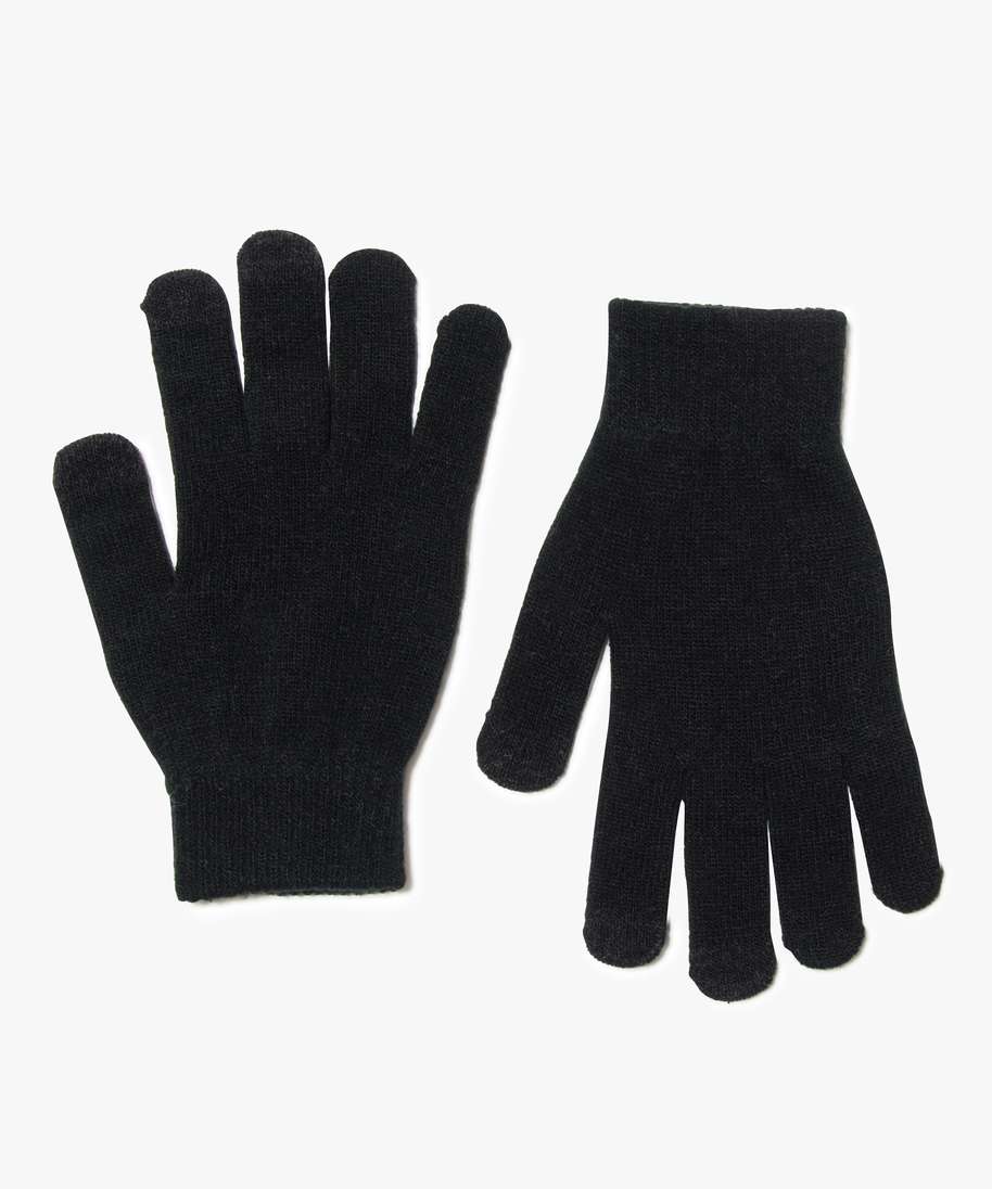 gants unis compatibles ecrans tactiles femme noir standard bonnets echarpes gants