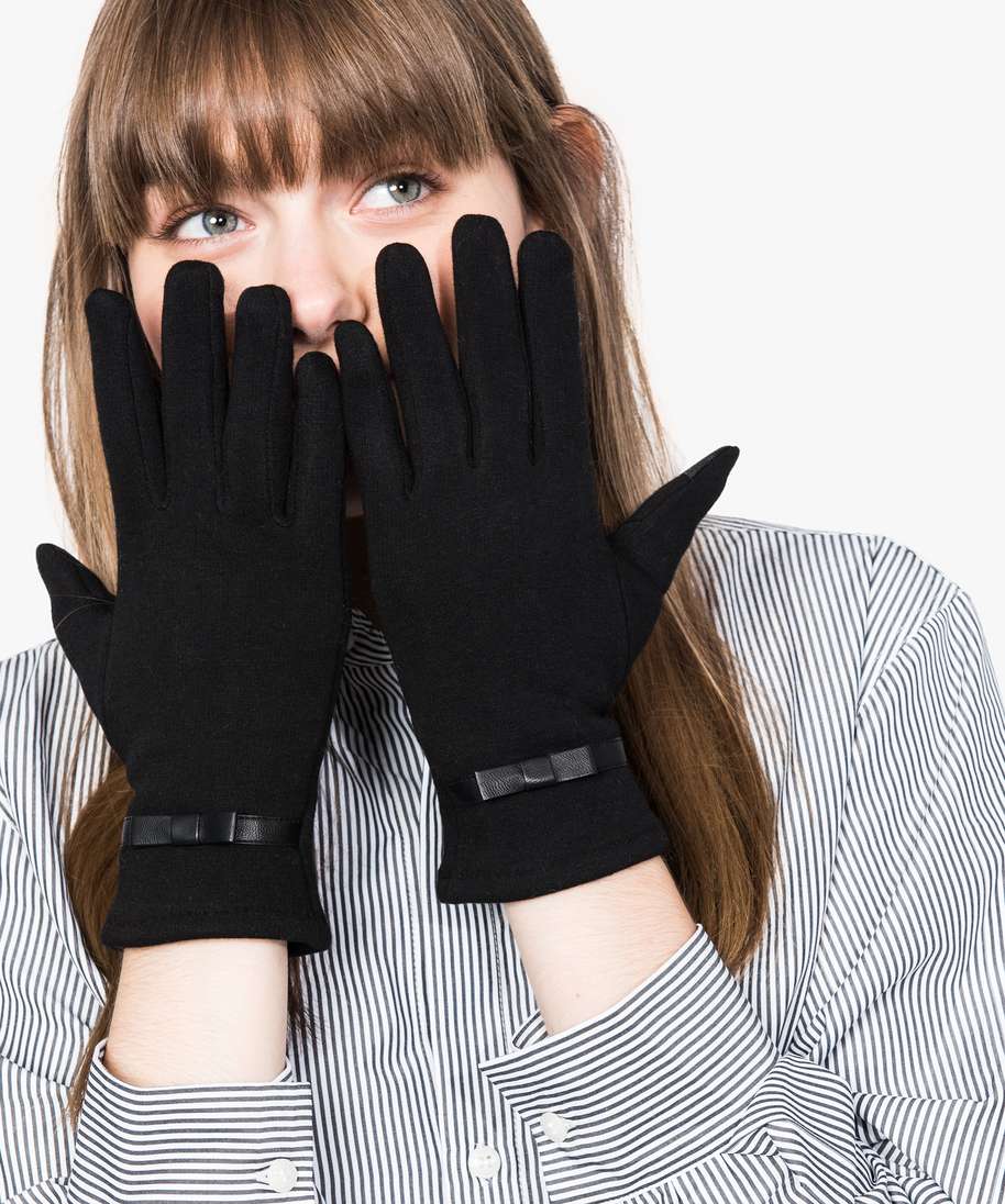 gants pour ecrans tactiles avec noeud simili cuir blanc autres accessoires