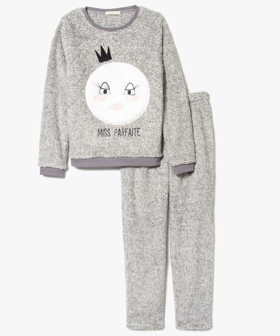 Pyjama pilou pilou gris pour femme avec pantalon et pull • Tous en Pyjama !