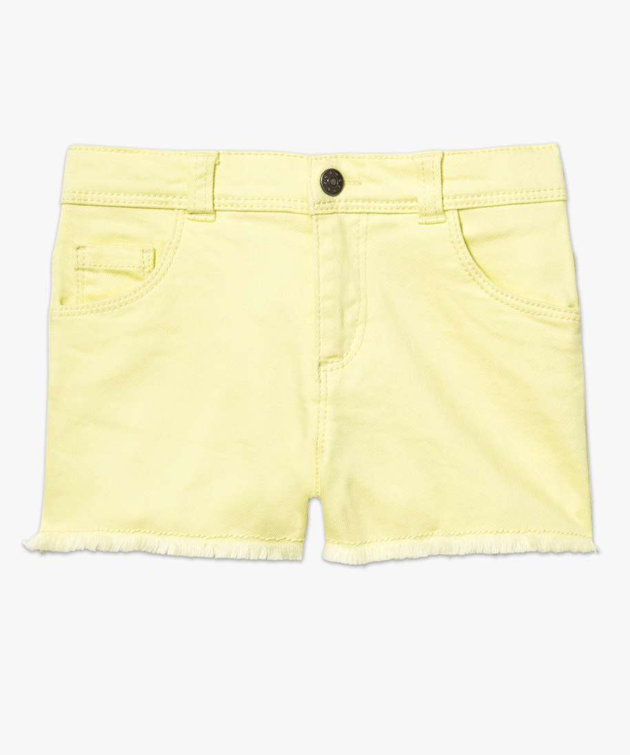 short uni bas a franges jaune shorts - Main Image