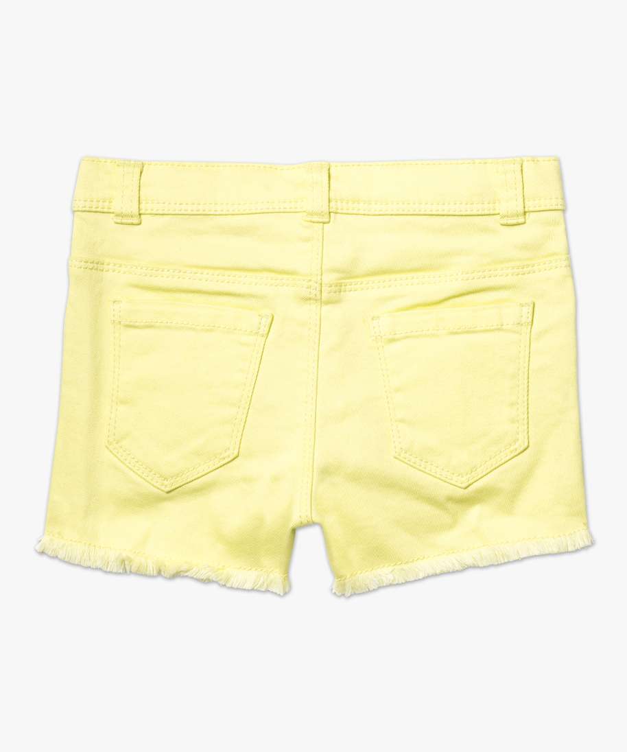 short uni bas a franges jaune shorts