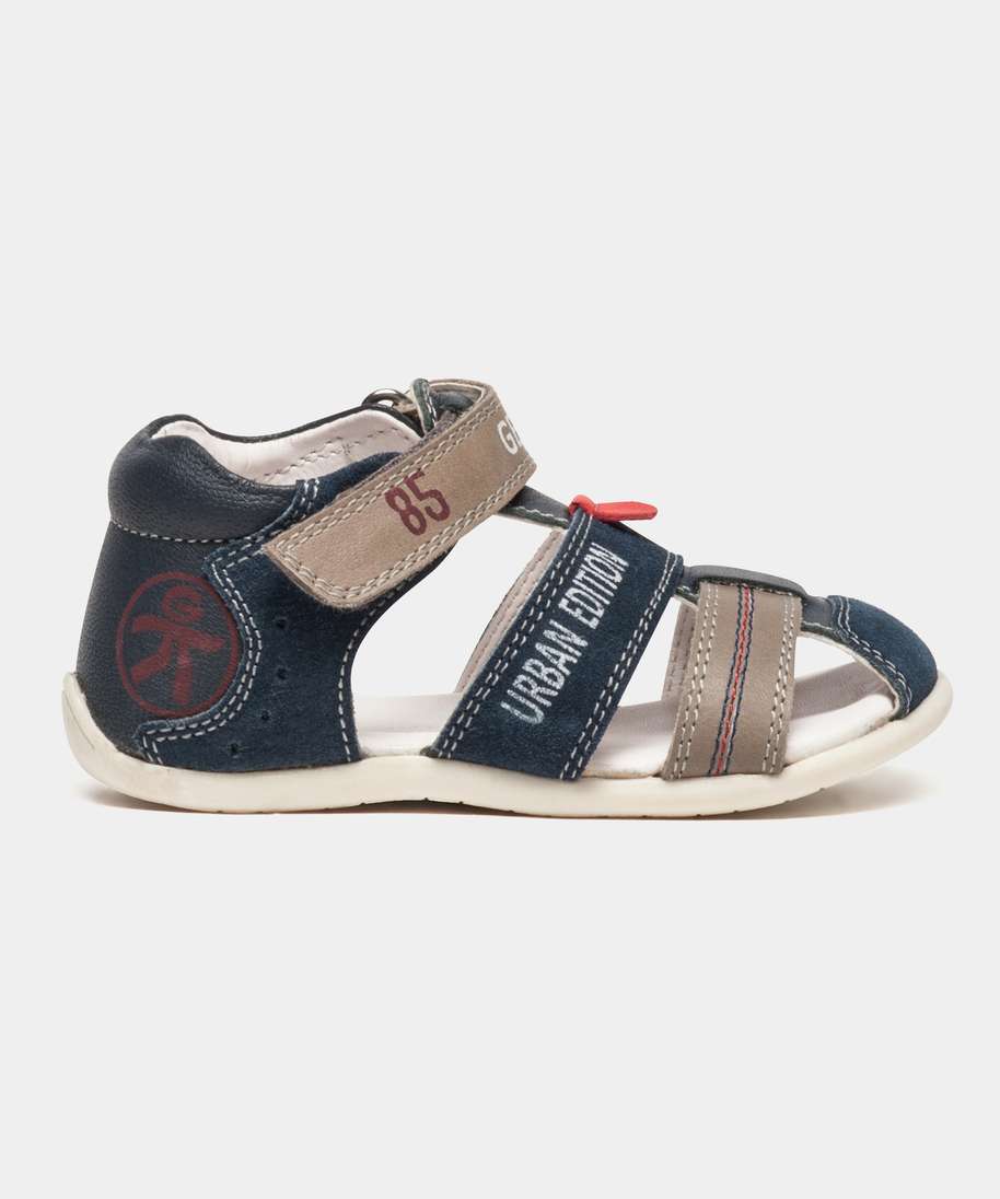 Gemo Chaussures Garcon Sandales Avec Dessus Cuir Gepy Bleu Sandales Et Nu Pieds Bebe Gemo