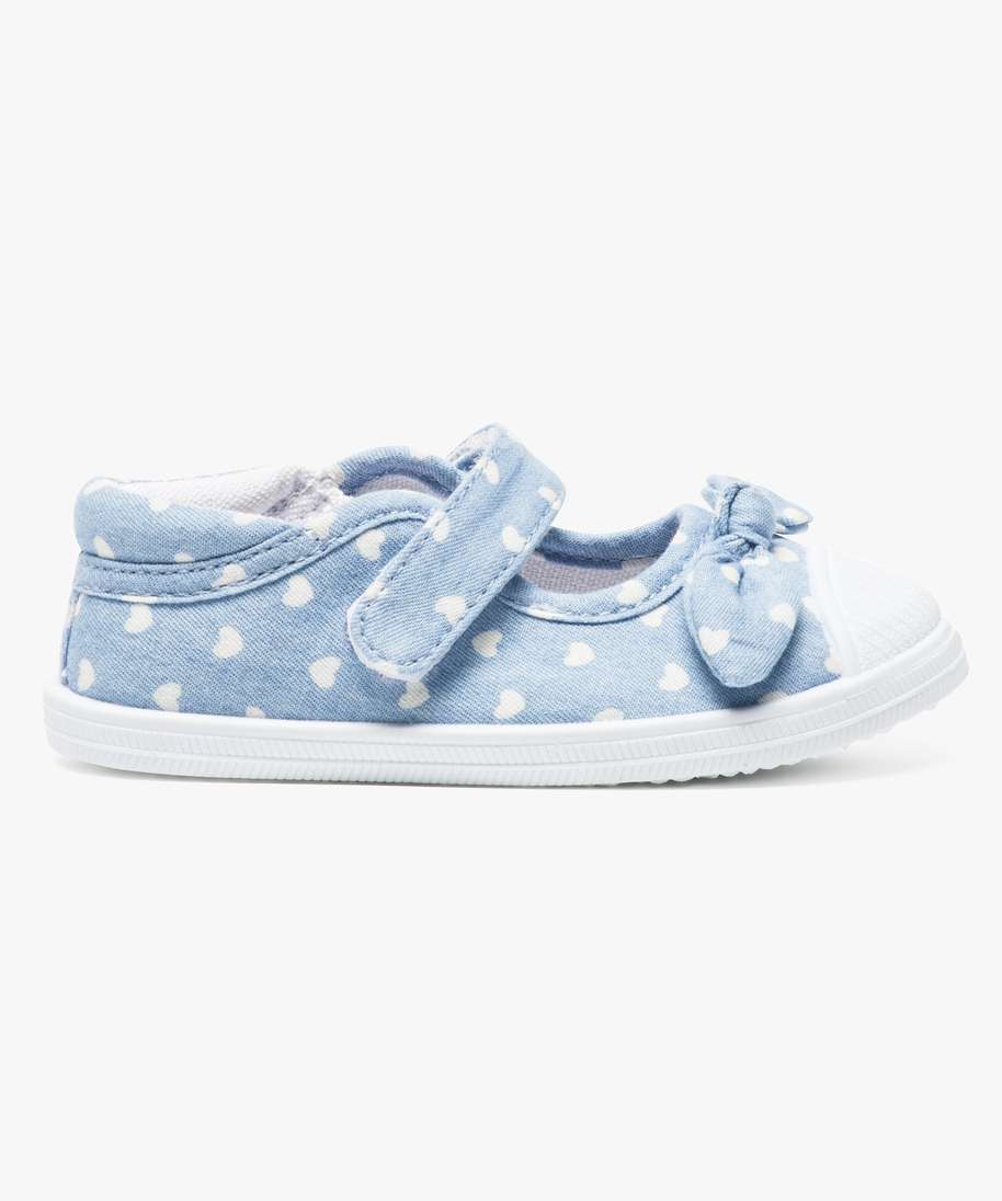 Gemo Chaussures Fille Tennis Bebe Fille En Toile Et Noeud Sur Le Dessus Bleu Baskets Et Tennis Bebe Gemo