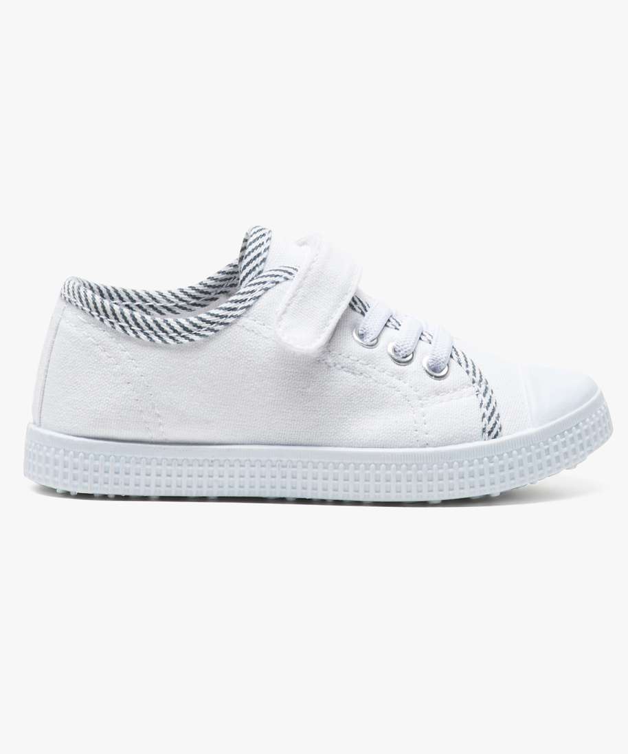 tennis en toile avec fermeture scratch blanc standard baskets