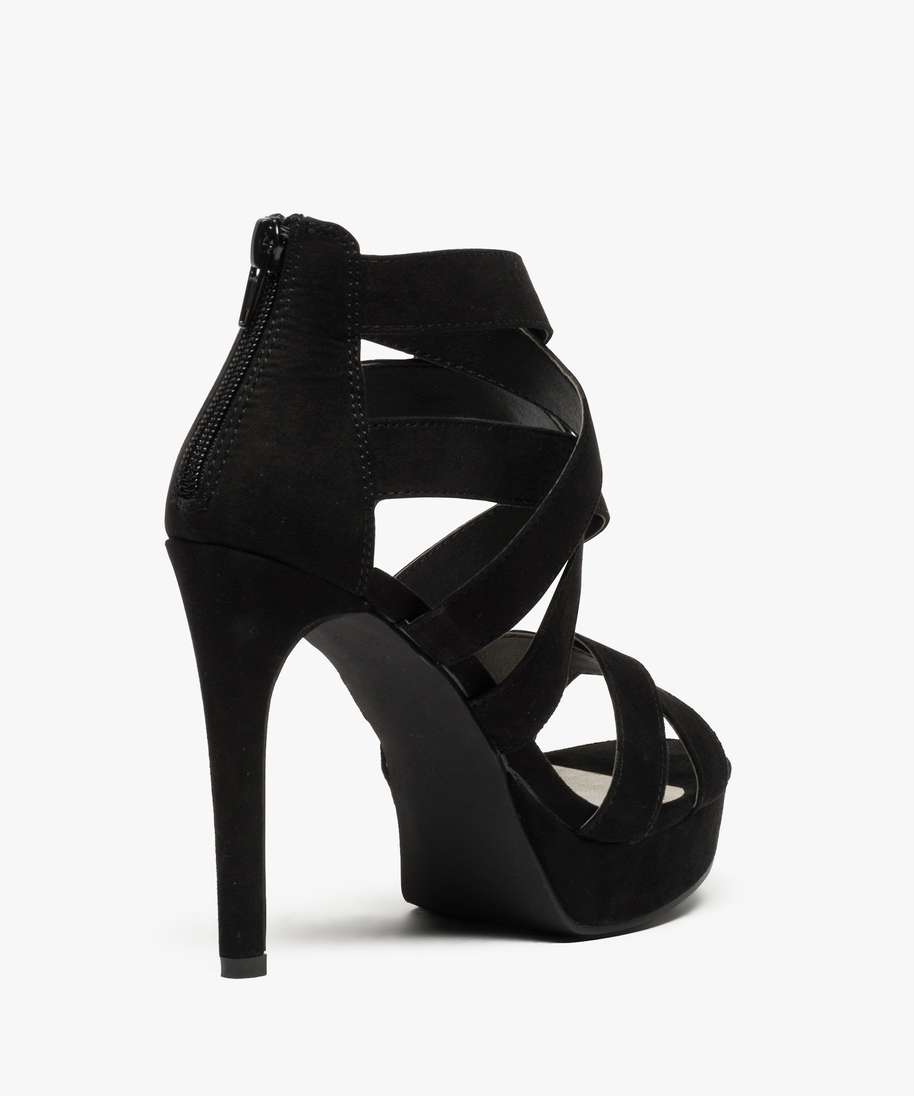 Sandales Escarpins Noir Plastique Tressé Talon Aiguille - Pointure 40 - Occasion