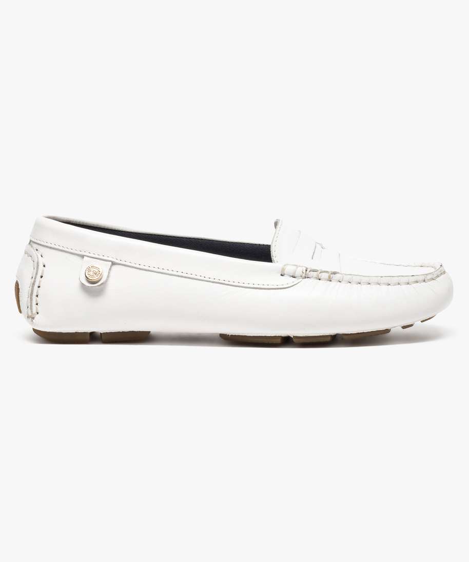mocassins bateau confort en cuir blanc mocassins femme G MO