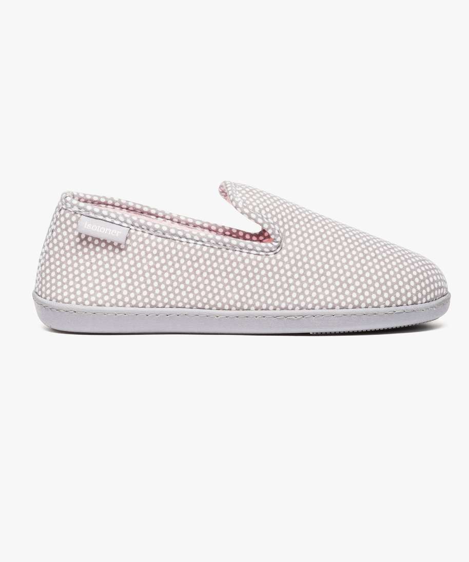 chaussons charentaises a pois isotoner gris chaussons