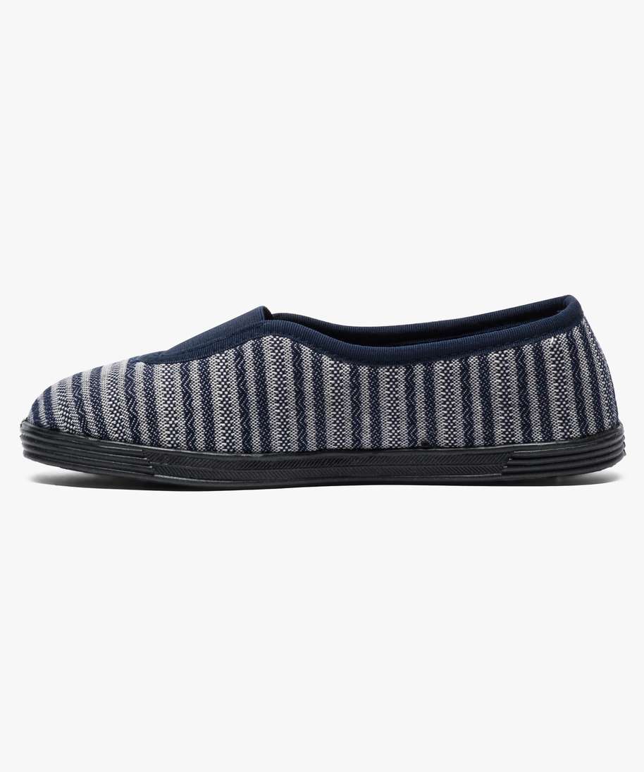 chaussons rayes avec elastique sur le dessus bleu chaussons