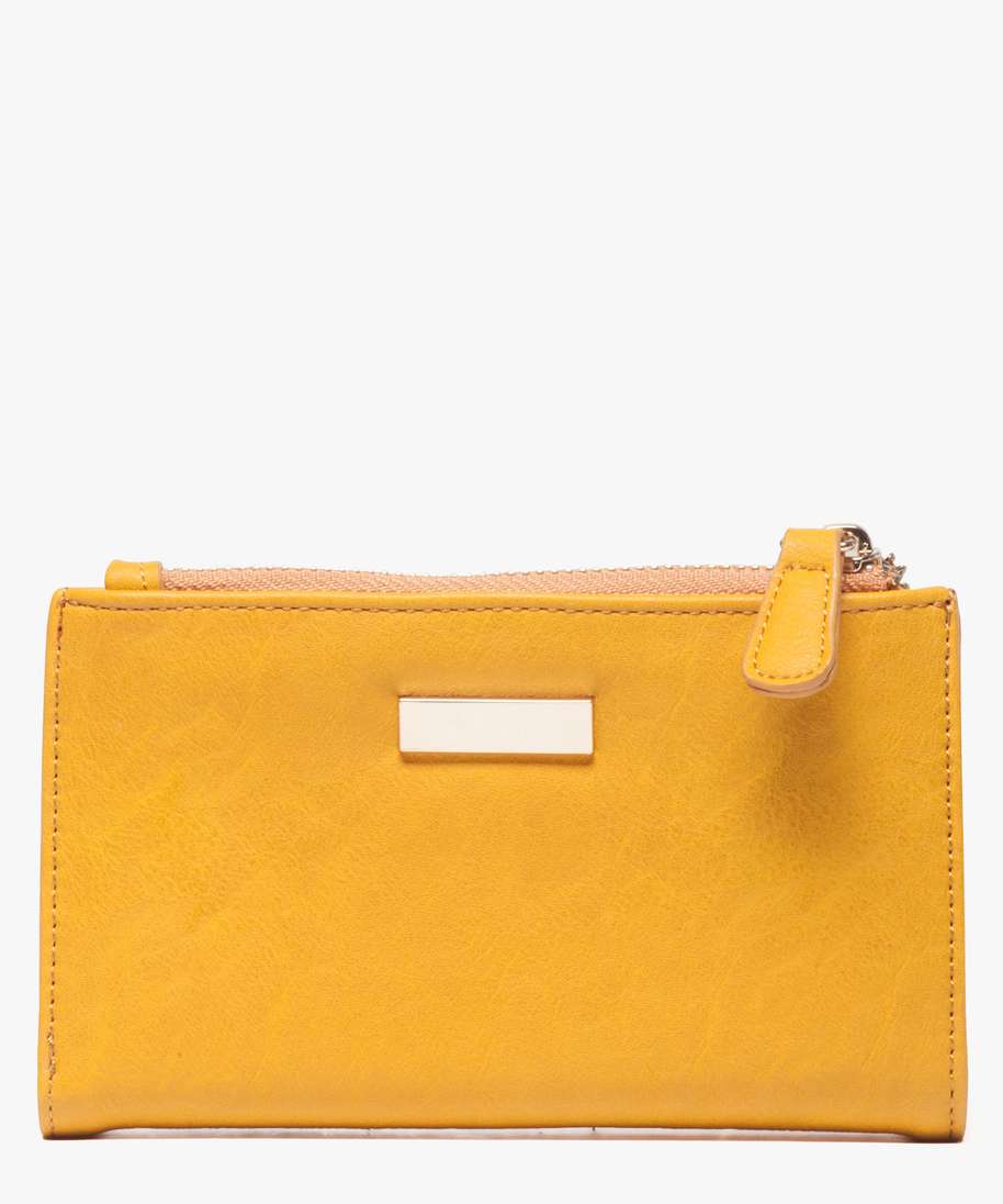 portefeuille femme compact a 2 volets jaune porte-monnaie et portefeuilles