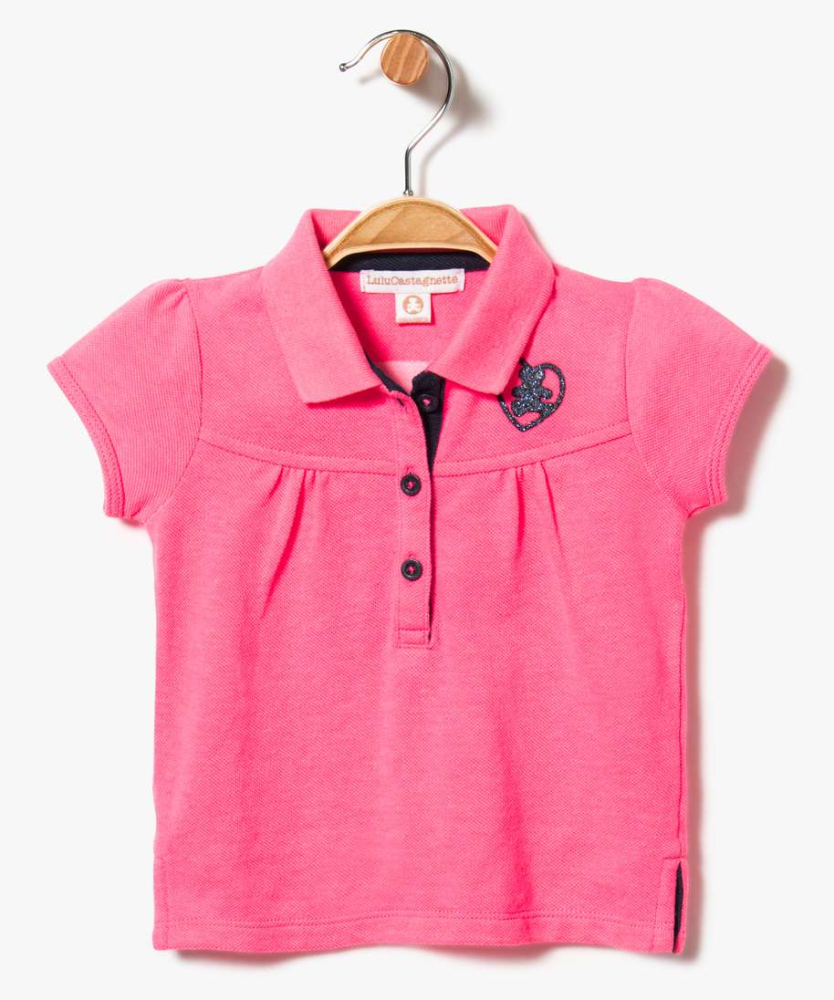 Gemo Vetements Fille Polo A Manches Courtes Fluo Lulu Castagnette Rose Bebe Gemo