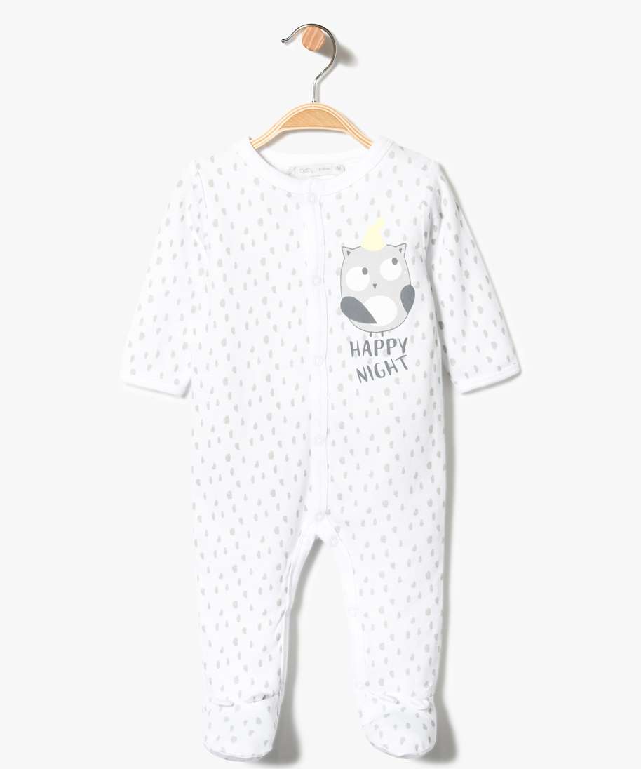 Gemo Vetements Garcon Pyjama Dors Bien Ete A Motif Hibou Blanc Bebe Gemo