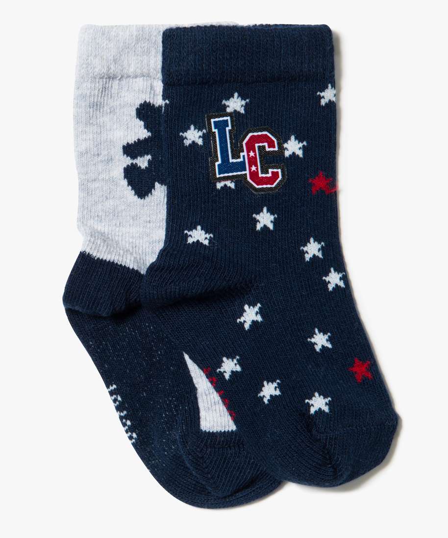 Gemo Vetements Fille Lot De 2 Paires De Chaussettes Hautes Lulu Castagnette Bleu Chaussettes Fille Bebe Bebe Gemo