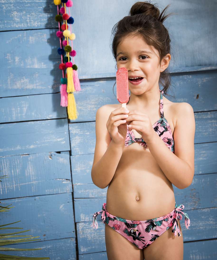 maillot de bain fluo a motifs toucans imprime maillots de bain fille GEMO