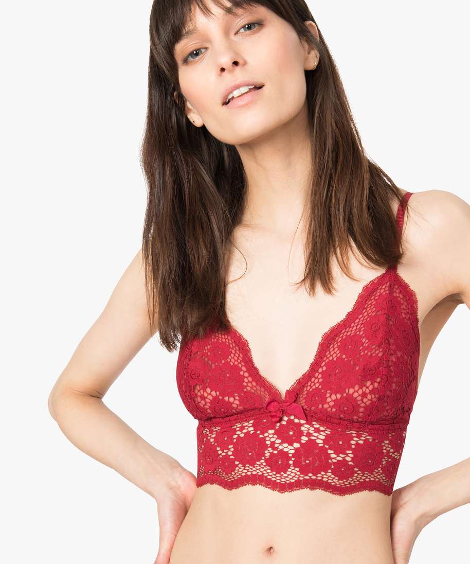 bralette en dentelle rouge soutien gorge sans armatures femme