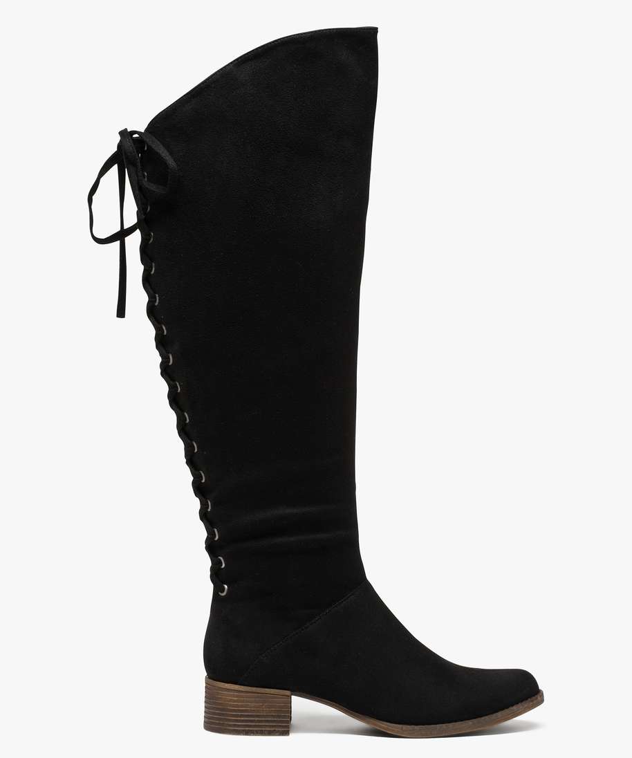 bottes en suedine avec lacage arriere noir femme GEMO