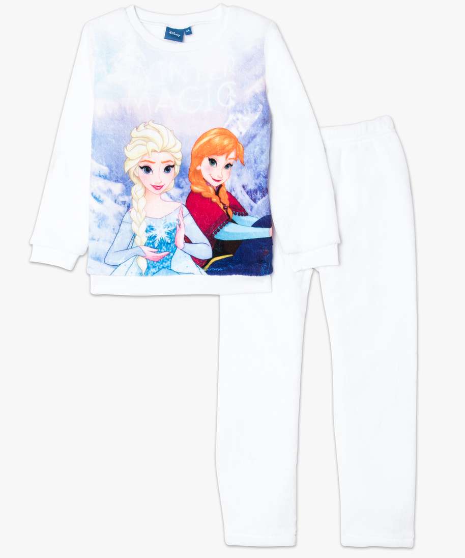 pyjama 2 pieces velours blanc - reine des neiges blanc fille