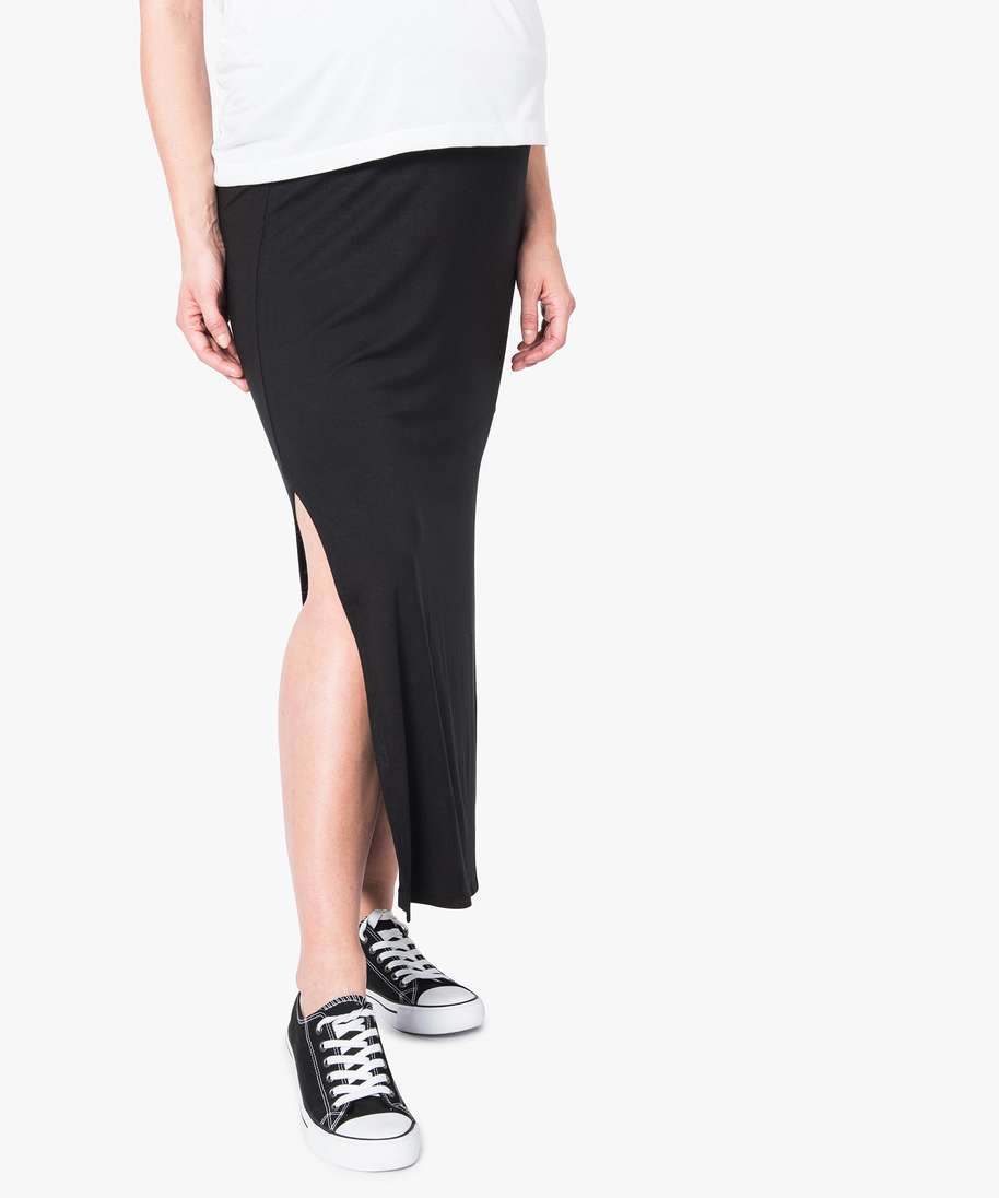 jupe longue de grossesse coloris uni noir femme GEMO