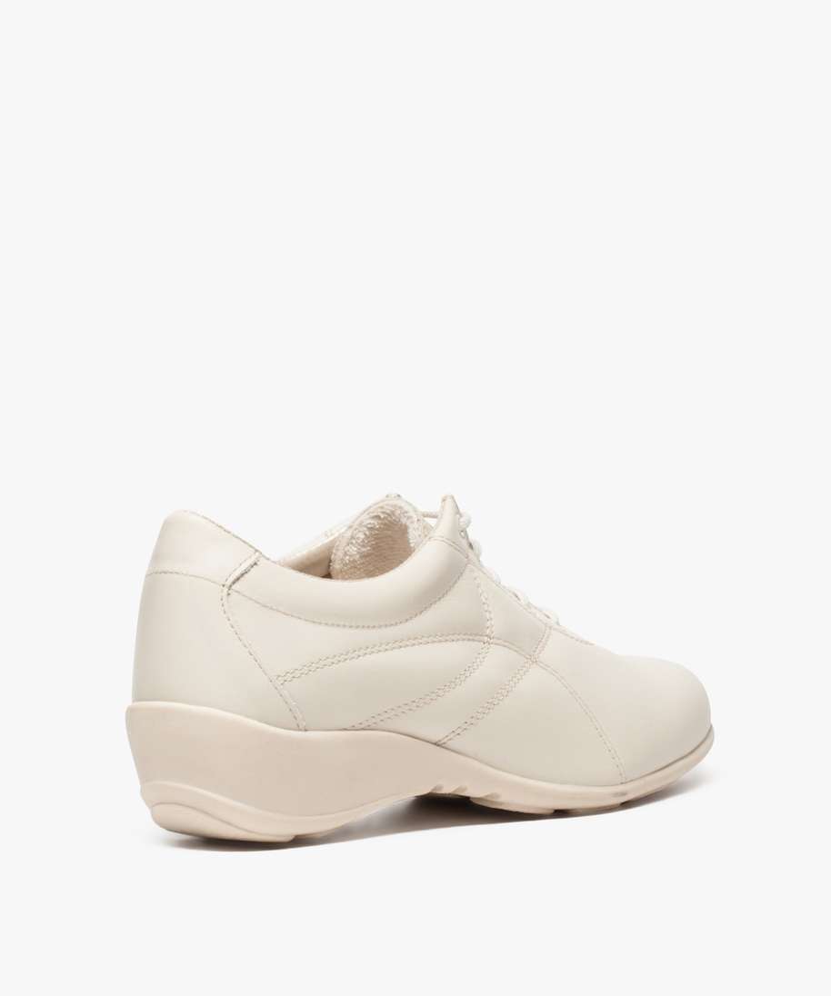 derbies femme confort dessus cuir a talon compense bopy beige standard  derbies