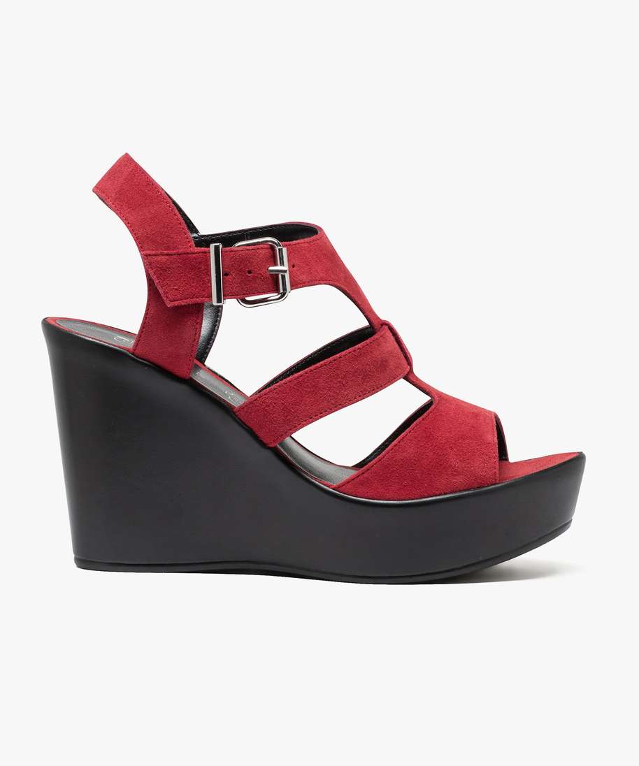 Sandales cuir rouge femme shop