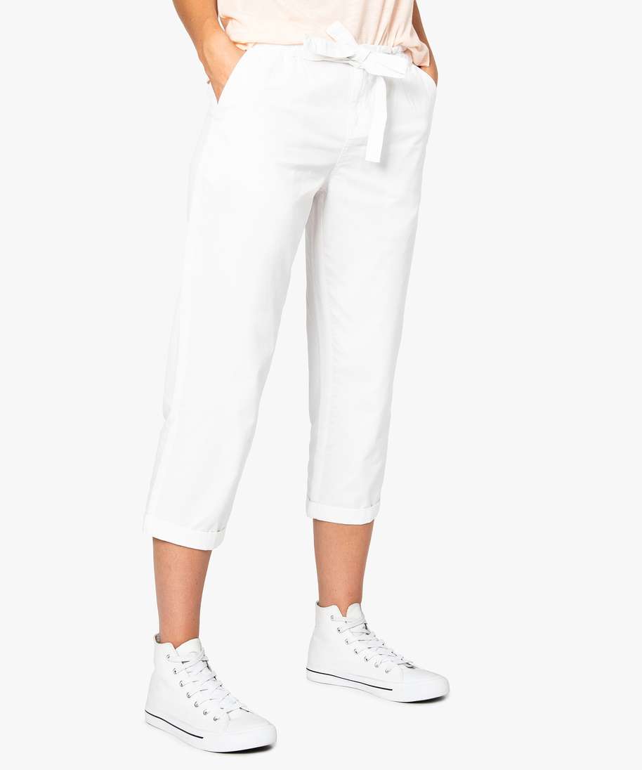 Pantalon carotte blanc femme sales