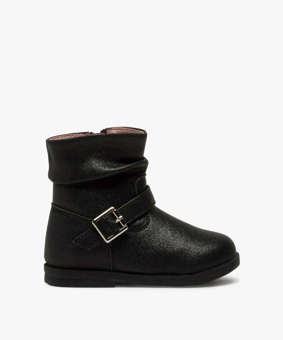 bottines bebe fille irisees avec boucle metallique noir bottes et  chaussures montantes bebe