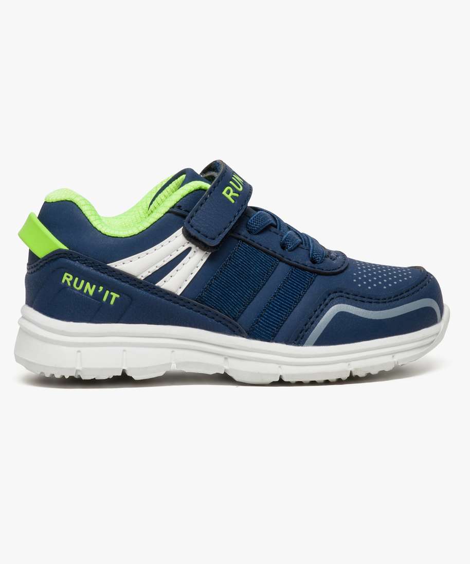 baskets garcon avec details fluo lacets elastiques et scratch du