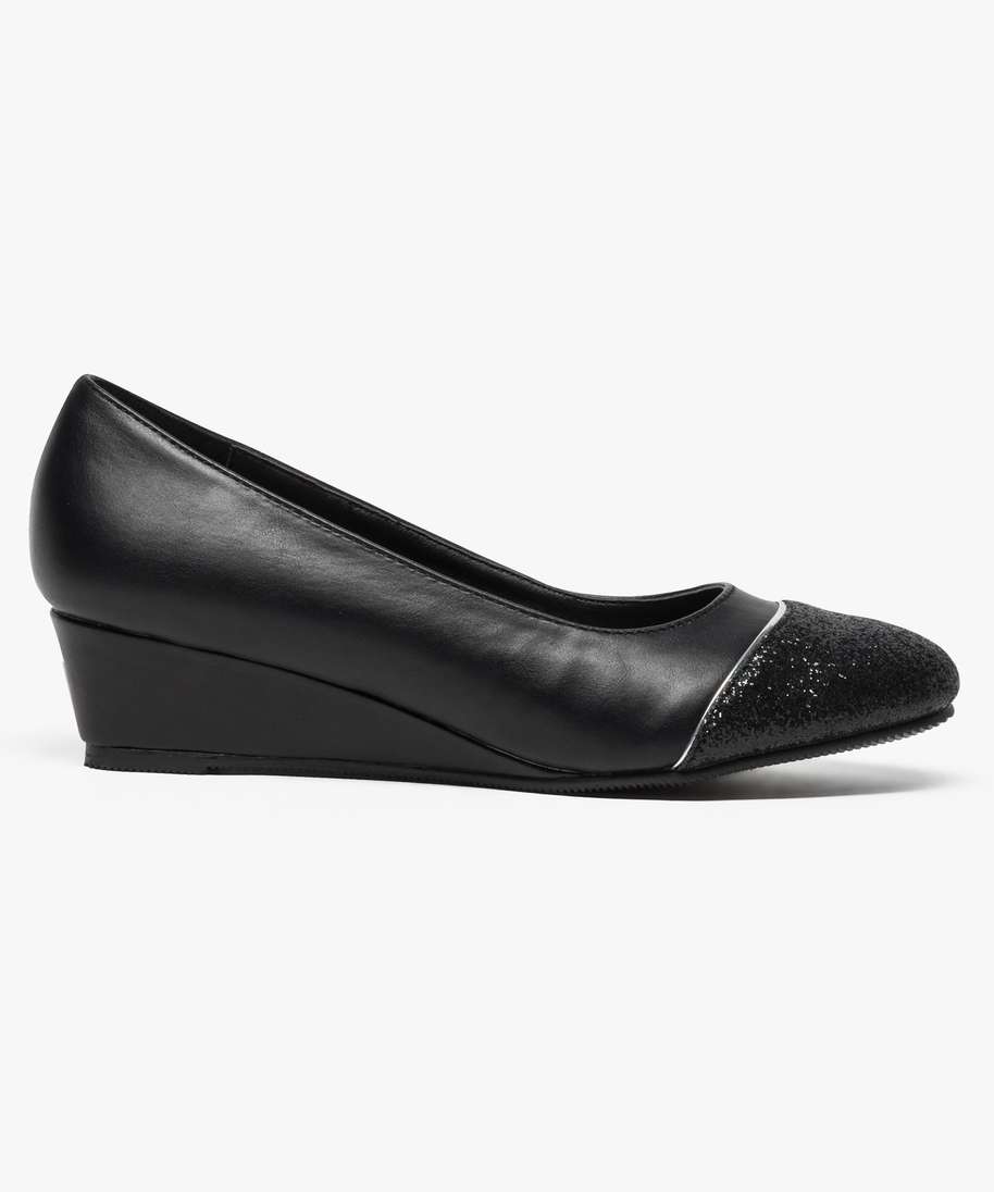 ballerines a talon compense avec bout paillete noir ballerines